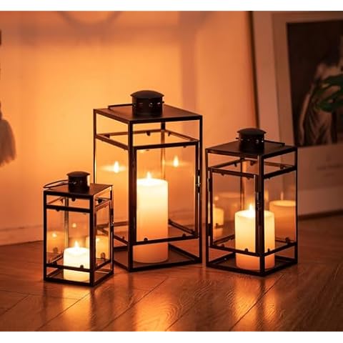 NUPTIO Black Outdoor Candle Lantern Set Cover