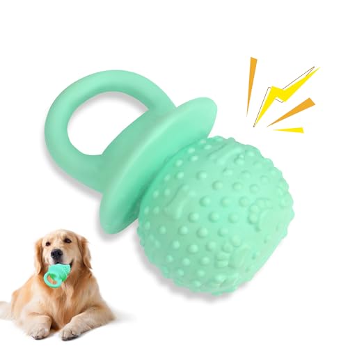 LLSPET Pacifier Squeaky Dog Toys Durable Natural Rubber Latex Dog Toy Fetch and Tug Dog Toy Dog Treat Toys for Boredom (Green)