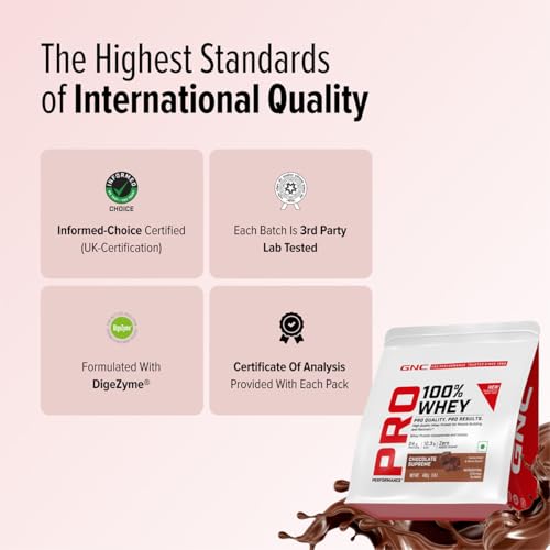 Image of GNC Pro Performance 100% Whey Protein | New Formula with No Maltodextrin | 24g Protein |DigeZyme For Faster Absorption | Isolate & Concentrate Blend & Low Carb | Chocolate Supreme (450g)
