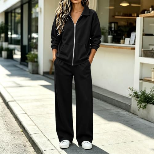 Sweatsuits Women 2 Piece Zip Pullover Athleisure Outfit Casual Set Fall - image 2