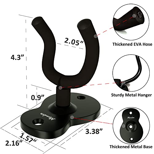 Guitar Wall Mount Hanger 4-Pack, Moodve Metal Guitar Hanger, Guitar-Shaped Guitar Wall Hanger, Black Guitar Holder Stand For Bass Electric Acoustic Guitar Ukulele (Guitar Shape) #TOP5