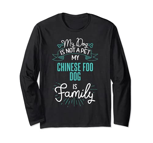 Cute Chinese Foo Dog Design Family Dog Giftn Long Sleeve T-Shirt, Black