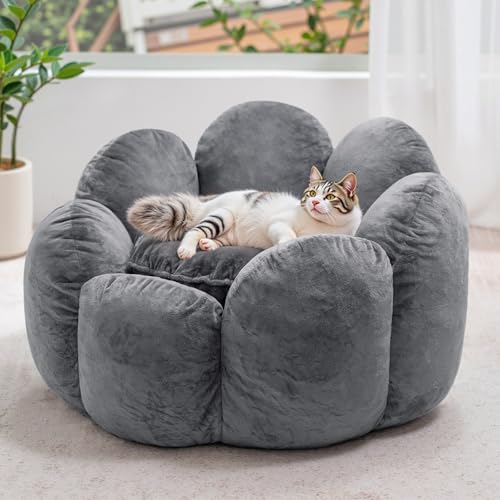 Image of HOMMPA Bean Bag Chair for Kids Boys and Girls Comfy Beanbag Shell Shape Bean Bags Small Lazy Sofa for Living Room Bedroom Grey