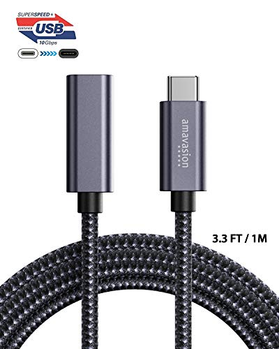 Amavasion 3.3FT/1M Cable Alargador USB C para 100W Entrega de Potencia y 10Gbps Thunderbolt 3 de Datos Transferencia Compatible con MacBook Air/Pro, 2020 iPad Pro, Nintendo Switch, Chromebook, etc