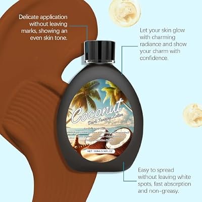 Dark Tanning Lotion Accelerator for Indoor Tanning Beds & Outdoor, Fast Dark Tan Enhancer with Coconut Oil & Aloe, Moisturizing Indoor Tanning Lotion for Face & Body (1PC)