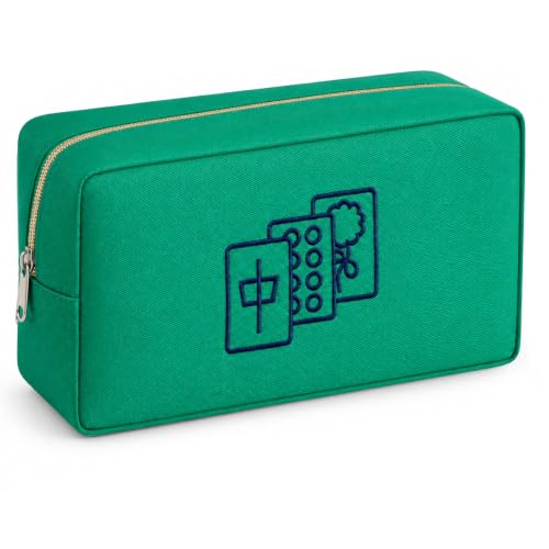 Sunnymove Empty Mahjong Bag Thickened American Mahjong Tiles Bag with Zipper Storage Pouch for Board Game Pieces Game Party Travel Gatherings Accessories, 10.4''x5.6'', Case Only (Charm,Green)