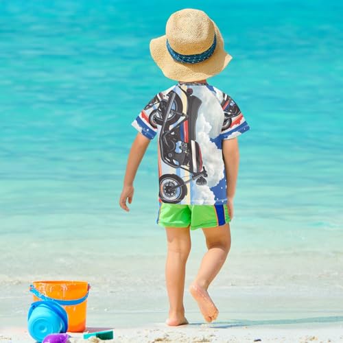 Boys Short Sleeve T-Shirts Motocross Cartoon Rainbow Rashguard Kids Swim Shirts Sun UPF 50+ 5