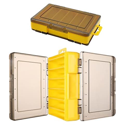 1PCS Fishing Accessories Storage Box Transparent Plastic Fishing Tackle Boxes with Compartments Double Sided Waterproof Lure Hook Large Storage for Fishing Hooks Small Accessories Jewelry Beads Cover