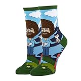 Oooh Yeah Women's Novelty Crew Socks, Funny Socks for Bob Ross, Holiday Christmas Crazy (Let’s get Crazy), Size 5-10