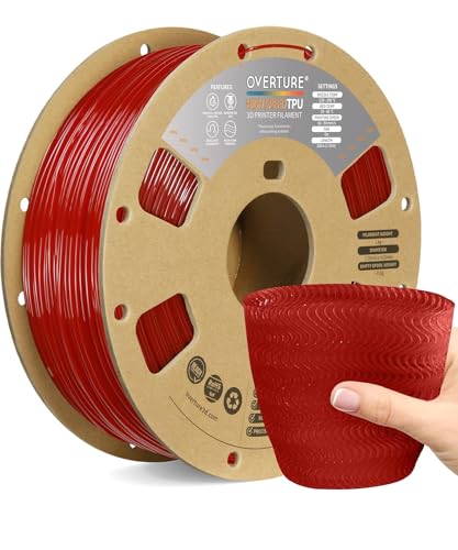 Image of OVERTURE TPU High Speed Filament 1.75mm Flexible Roll, 95A Soft 3D Printer Filament, 1kg Spool (2.2 lbs), Fit Most FDM Printer (HS TPU Translucent Red)
