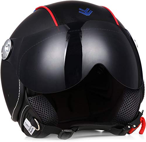 Armor · AV-84 Pure Booster · Casco Demi Jet · Moto Helmet Piloto Motocicletta Scooter Urbano · ECE certificato · Visor · Exclusive Leather-Design · Click-n-Secure Clip · L (59-60cm)