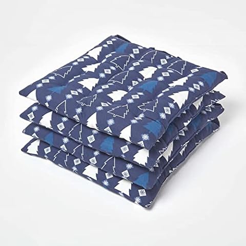 Homescapes Blue Christmas Tree Seat Pads Set Cover