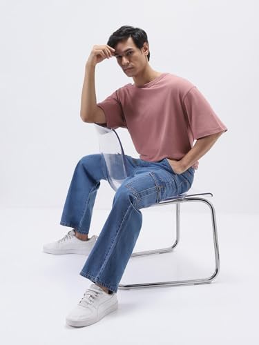 Image of Urbano Fashion Men's Loose Mid Rise Baggy Fit Cargo Jeans with 6 Pockets Non-Stretchable