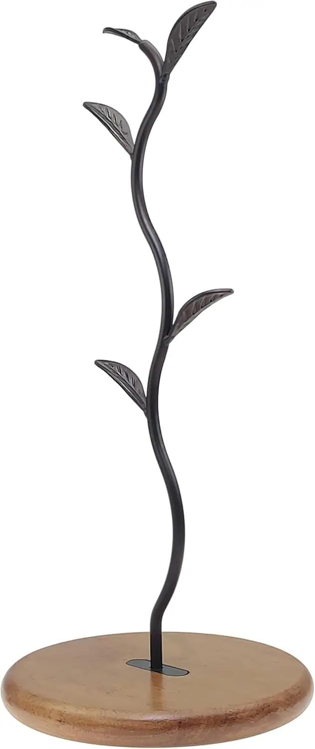 MFWHEFJ Mug Tree Leaf Shaped Coffee Mug Holder Tree Rack for Countertop, Perfect Kitchen Organizer in Black