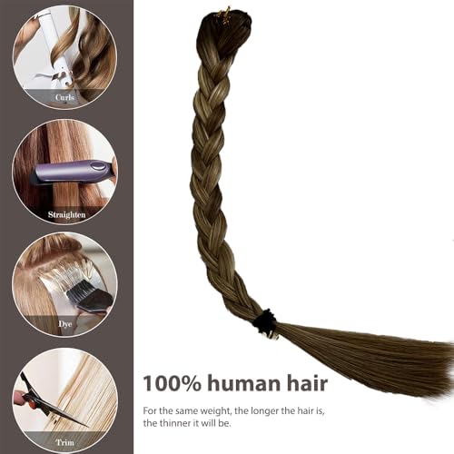 Image of Belaved Hair Extensions Clip in Human Hair Ombre Brown to Ash Brown and Bleach Blonde Balayage14 Inch 70g 5pcs 100% Remy Real Human Hair Clip in Extensions Straight Seamless Invisible 8T8P613