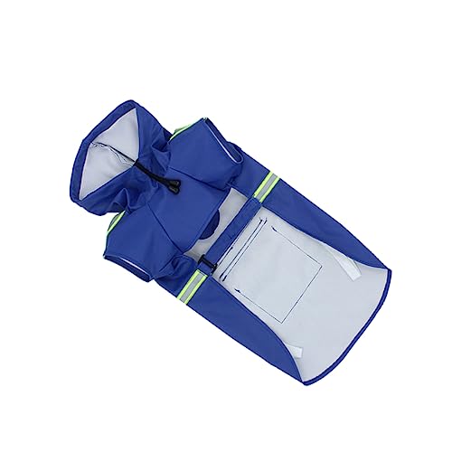 VICASKY Pet Reflective Rainwear Waterproof Dog Coat Small Dog Rain Poncho Elastic Material Night Visibility Protection (Dark Blue L)