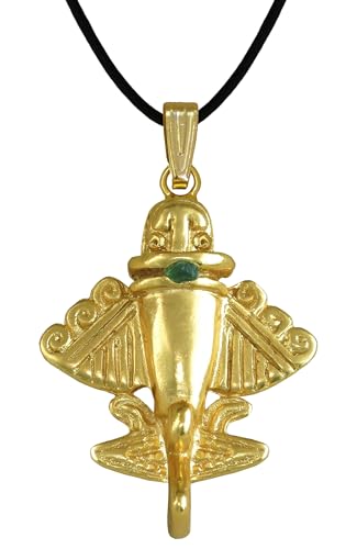 Image of Across The Puddle Colombian Emerald & Multi-Material Options | Quimbaya Flyer Pendant Necklace | Ancient Alien Golden Jets Collection