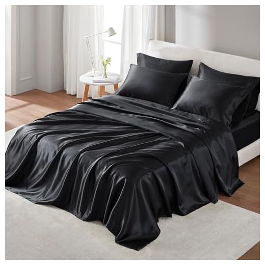Madison Park - SHET20-173 Satin Wrinkle-Free Luxurious and Silky with 16" Deep Pocket 6 Piece Durable Sheet Set, Queen, Black