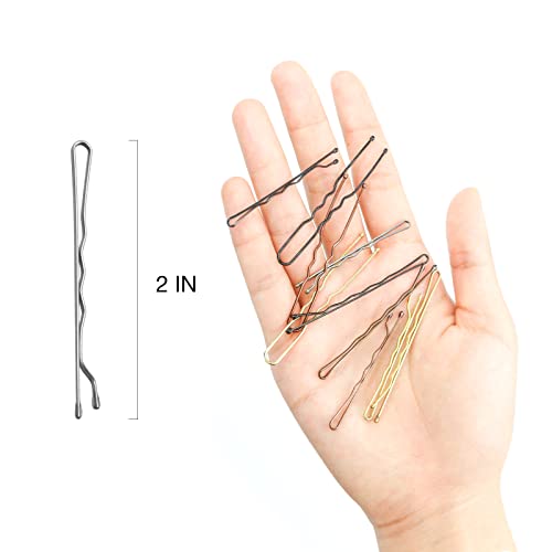 Hoyols Hair Pins Silver Gray, Crimped Grip Bobby Pin, Secure Hold Wavy Slide Proof Hair Styling Pins Holder For Gray Hair Women Decorative 100 Count, 2 Inch (Silver Gray) #TOP1