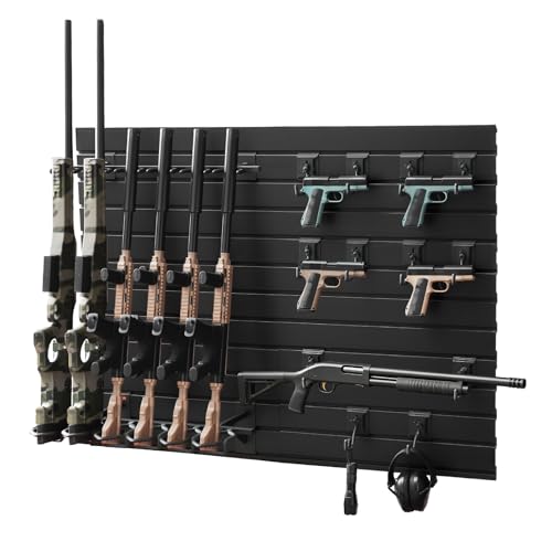 VEVOR Support Mural pour Armes à Feu, Porte Fusils Modulaire Capacité 6 Fusils, pour Rangement Exposition Carabines et Matériels de Tire Maison Bureau...