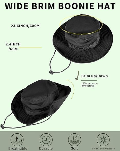 Image of Sun Hats for Men Women Bucket Hat UPF 50+ Boonie Hat Foldable UV Protection Hiking Beach Fishing Summer Safari