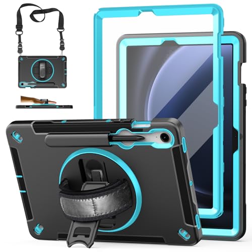 Image of Case for Galaxy Tab S10 Lite &S10 FE S9 FE 10.9 inch /S9 11 Inch: TPU Cover for Samsung Tablet S10 FE / 2025 / S9 FE & S9 2023 5G with Screen Protector- Stand- Handle-Shoulder Strap-S-Pen Holder-Mint Green