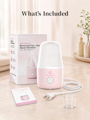 Image of ROSA RUGOSA Menstrual Cup Sterilizer Fits Menstrual Cups and Disc, See-Through Design, Includes Measuring Cup, Auto Shut Off, for Home, Dorm and Travel