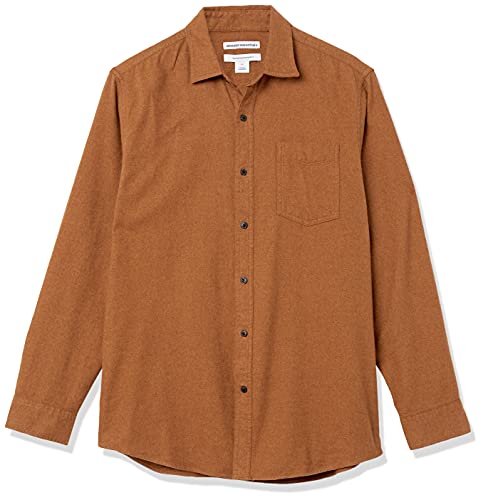 Image of Amazon Essentials Men's Regular Fit Long-Sleeve Flannel Shirt, Soft Brushed Cotton, Lightweight yet Warm