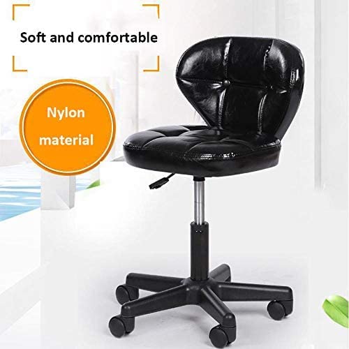 Taburete Giratorio Oficina sobre Ruedas,Taburete Hidráulico de Salón con Asiento de Cuero Sintético Negro,Altura Regulable 45-59 cm,Peso Soportado 160 Kg,Taburetes de Guitarra for Oficina Taller/2223