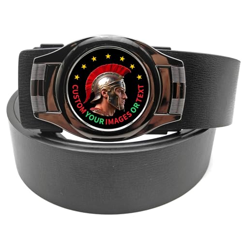 Leather Ratchet Belt Men - Customizable Photo Personalized Gift for Men Custom Birthday Gift, Automatic Buckle Belt3