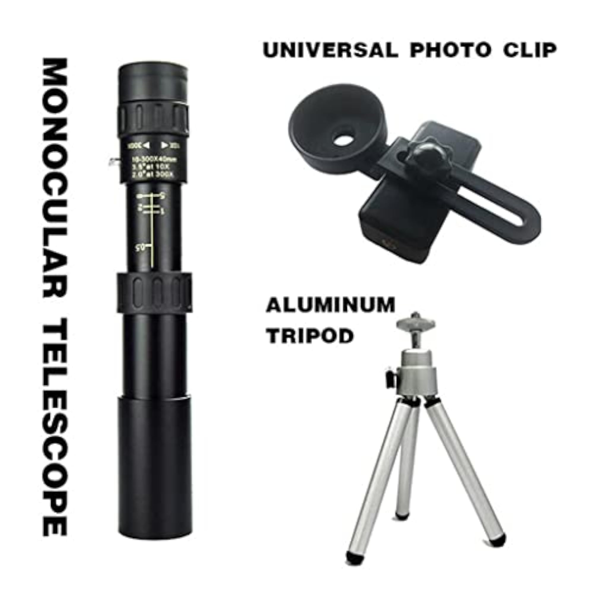 4K 10-300X40mm Zoom Monocular Telescope with Tripod