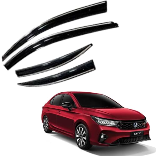 Image of CAR SAAZ Chrome Line Door Visor for City (2023-Present)(Set of 4Pcs) | Rain Guard | Wind Deflector