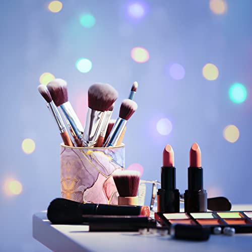 WAVEYU Pen Holder for Girls Kids Makeup Brush Holder for Office, Classroom, Home, Colorful Pink Marble