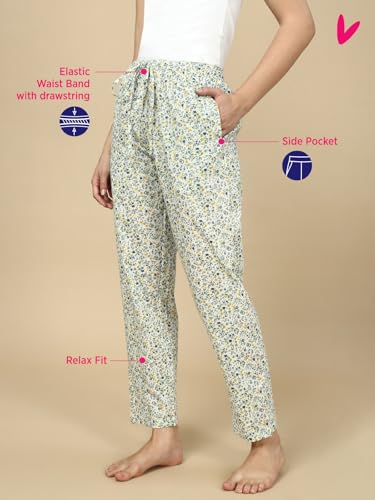 Image of PYNK by Lux Cozi Women's Cotton Printed Palazzo Pyjama Relaxed Lounge Pants | Super Soft Comfortable | Loungwear Pyjama Pant-Pack of 1