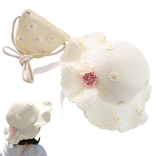 Chapeau de paille pour tout-petits avec sac marguerite