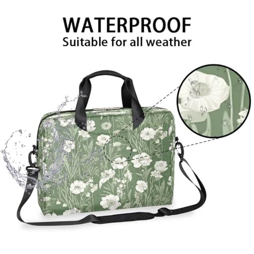 Maletín verde flores y hojas para laptop de 15.6 pulg. miniatura 2