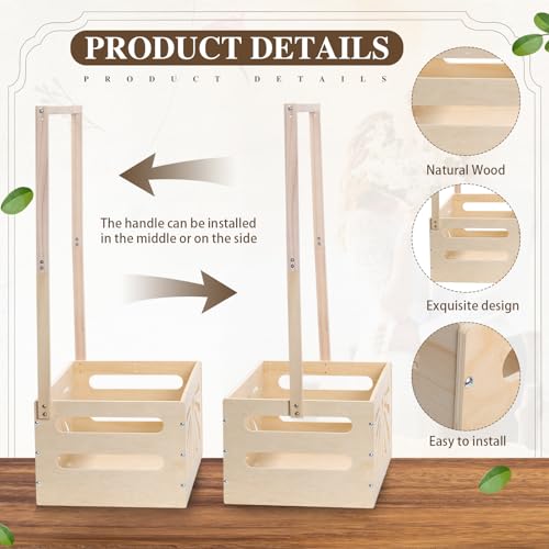 Image of 11 in 1 Wooden Baby Shower Crate Closet, Baby Basket Kit with Adjustable Handle Garland Hanger Chalkboard for Newborn New Parent Pregnancy