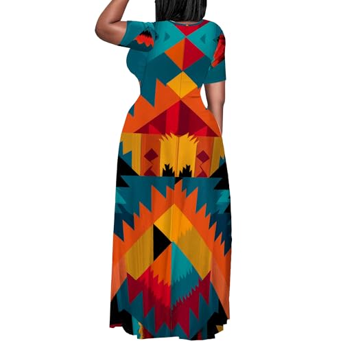 Image of PinkPatty Plus Size Maxi Dress for Women Summer Casual Short Sleeve Tshirt Dresses with Pockets (XL-6XL)