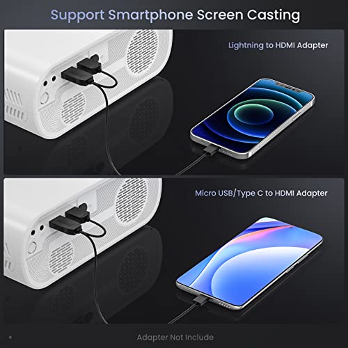 Hompow Projector, Native 1080P Full Hd Bluetooth Projector With Speaker, 9500 Lumens Outdoor Portable Movie Mini Projector Compatible With Laptop, Smartphone, Tv Stick, Xbox, Ps5 #TOP5