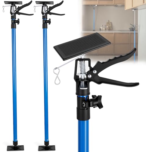 Cabinet Jacks 2Pcs Adjustable Support Pole 45 to 114 Telescopic Steel 3rd Hand Support Pole for Cabinet Jack Cargo Bar Drywall Installations Support Rod Dust Barrier Poles Bearing Up to 154 lbs