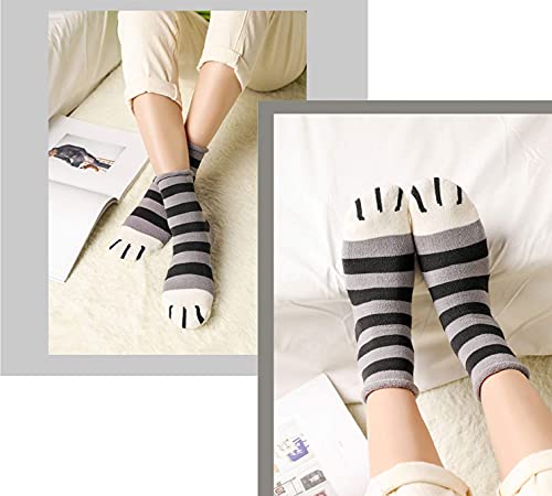 crazy bean Damen Katzenpfote Socken 6 Paare Baumwolle Katzenpfoten-Drucksocken Katzen Pfotensocken Baumwollsocken Damen Witzig Socken Niedlich Sockens