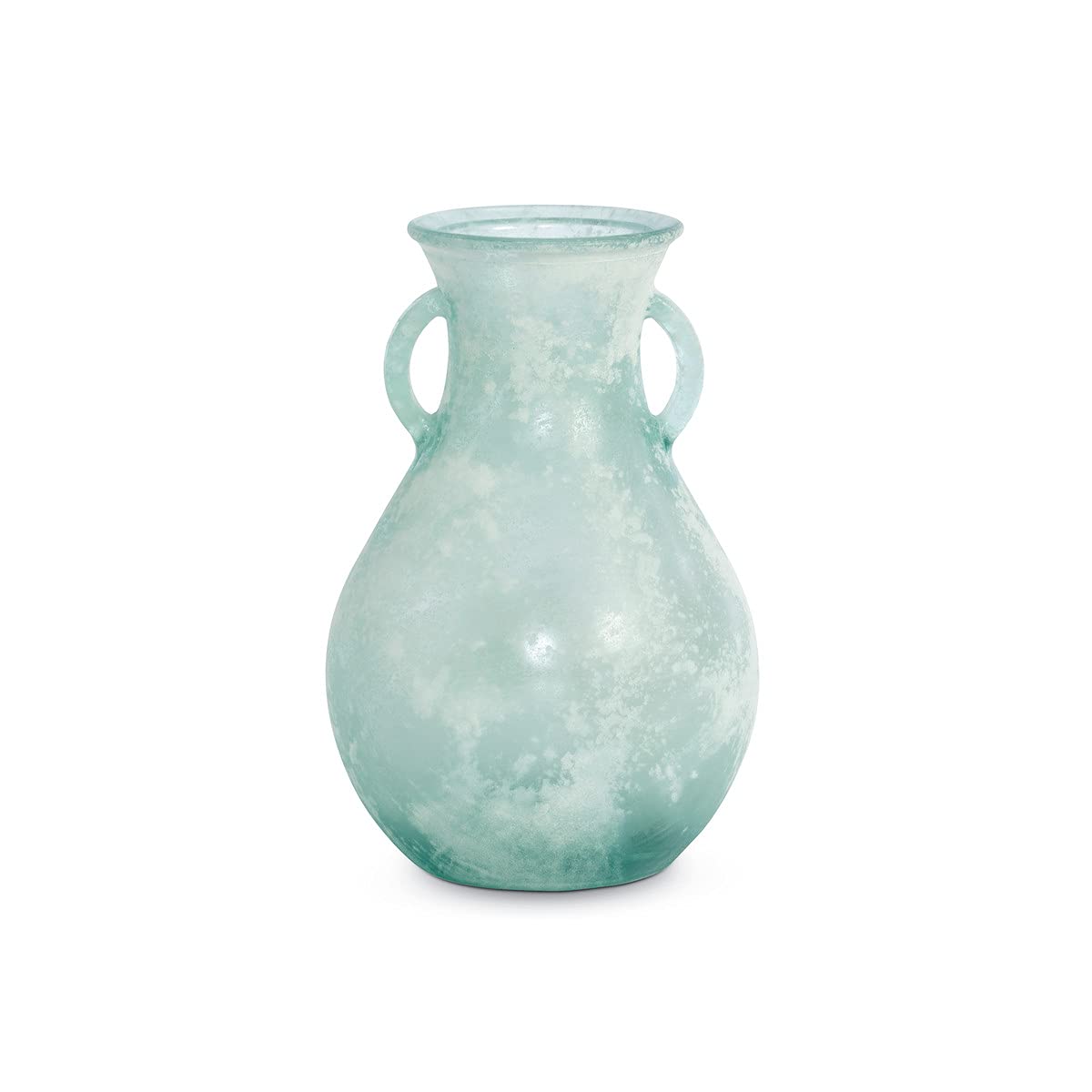 Park Hill Collection Glass Vase with Handles, Frosted Seafoam, Medium