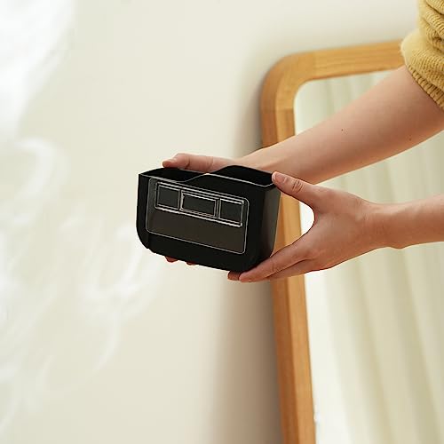 SUNFICON Adhesive Remote Control Holder Wall Mount Media Player Controller Holder Universal TV Remote Organizer Caddy Box Tray Hollow Bottom Slot Easy Phone Charging Home Office Desk Nightstand Black - Image 3