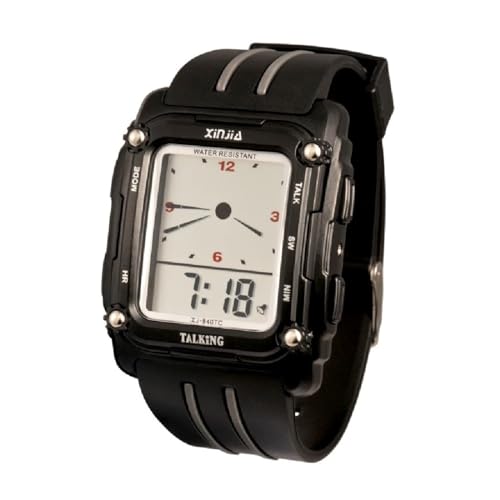 Genérico Reloj De Pulsera Parlante - Voz En Español - Discapacidad Visual - Invidentes - Personas Mayores - Visibilidad Reducida - Color Negro