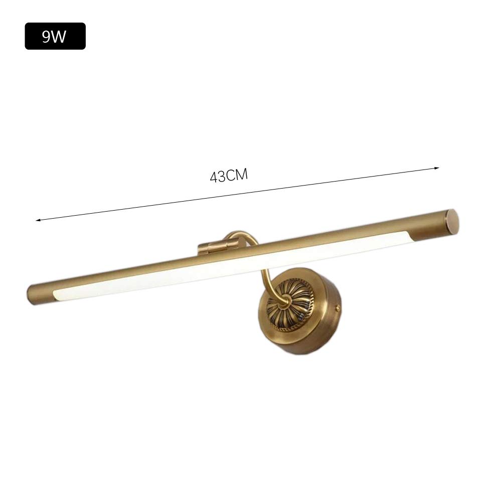 ACMHNC LED Spiegelleuchte Retro Messing Spiegellampe Vintage Antik Badlampe Bad wasserdichte Wandleuchte Schminklicht Für Spiegel Schminktisch Badzimmer,Neutralweiß 4000K,Messing,L43CM/9W