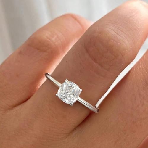 1Pc Sterling Silver Square Single Drill Zircon Ring Fashionable Fine Jewelry Gift For Women Birthday Gifts Dating Daily Wear