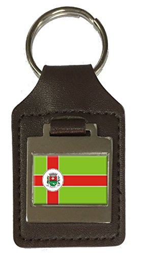 Porte-clés en cuir gravé Drapeau de Guaira City Sao Paulo idée cadeau