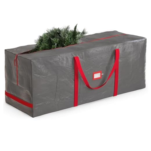 Zober Christmas Tree Storage Bag - Fits 7.5 Ft Artificial Trees - Plastic, Waterproof Christmas Tree Bag For Storage Box For Xmas - Strong, Durable Handles - Label Card Slot - Gray