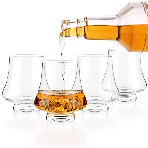 Luxbe - Bourbon Whisky Crystal Glass Snifter, Set Of 4 - Wide Tasting Glasses - Handcrafted - Good For Cognac Brandy Scotch - 9-Ounce/260Ml #TOP1