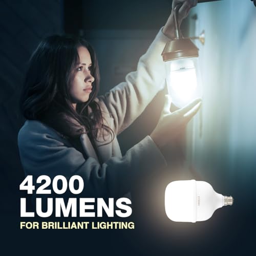 Image of Havells 40W High Wattage Led Bulb | High CRI & High Efficiency | Energy Efficient | Mercury-Free | 4KV Surge Protection | 100 Lumens Per Watt |Cool Day Light (6500K) B22D (Pack Of 4)
